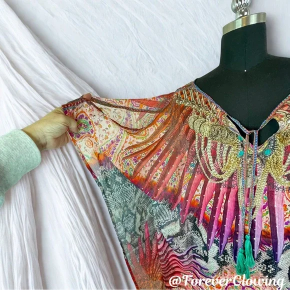 🌺 Venus Boho Beaded Tassel Kaftan Cover-Up – Size L/XL - Picture 3 of 9